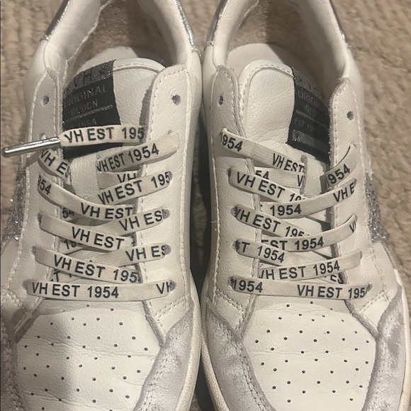 Vintage Havana Women's White and Glitter Silver Sneakers - Picture 6 of 10